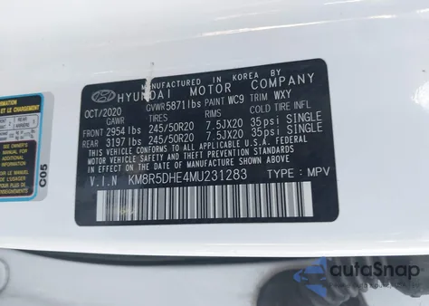 2021 Hyundai Palisade Limited из США, поврежденный, VIN KM8R5DHE4MU231283